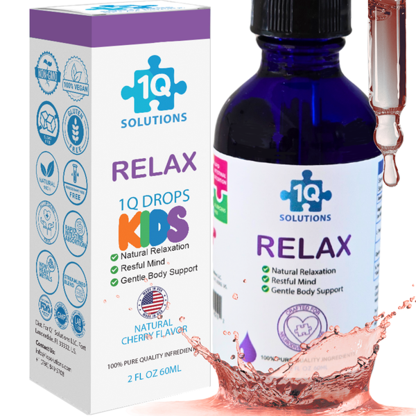 elfbar nachfüll pod läuft aus 1Q Relax Natural Liquid Calm Keeper Drops for Kids| Magnesium Glycinate L-Theanine & L-Glycine |No Melatonin Sugar-Free Vegan Non-GMO